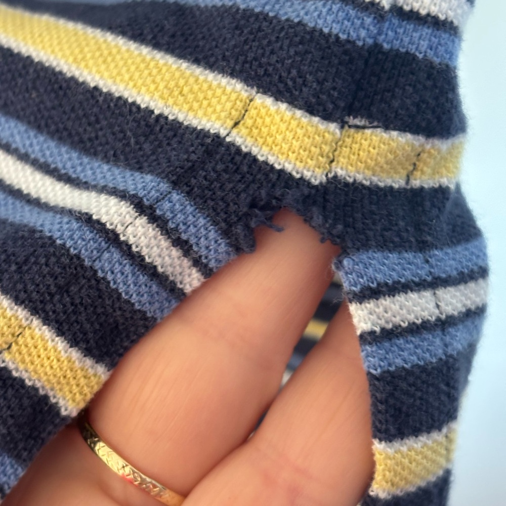 Polo by Ralph Lauren Men's Navy and Yellow Striped Polo Medium - Picture 7 of 7